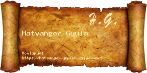 Hatvanger Gyula névjegykártya